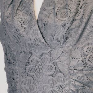 Adrianna Papell Gray Lace Midi Dress